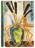 Vase mit Rohrkolben by Karl Schmidt-Rottluff, 1965, Aquarell und Tuschpinsel auf Velin, sold Jun 2016