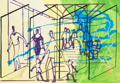 Sigmar Polke, Besuch eines Museums, 1992, Gouache