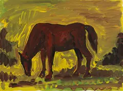 Kitschpferd sentimental-nostalgisch by A. R. Penck, 1993, Oil on canvas, sold Jun 2016