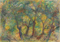 Im Gewebe alter Bäume by Gerhard Altenbourg, 1947, Pastel, sold Jun 2016