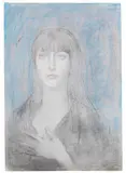 Ernst Fuchs, Mädchen wie im Traum, 1975, Colored crayon drawing