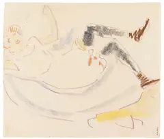 Ernst Ludwig Kirchner, Liegendes Mädchen, Um 1909, Colored chalk