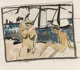 Zwei weibliche Akte am Strand by Erich Heckel, 1912, Watercolor, sold Jun 2016