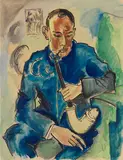 Max Pechstein, Der Raucher - Porträt Alfred Hess, Erfurt, Um 1919, Watercolor