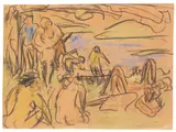 Badende by Ernst Ludwig Kirchner, 1905, Colored chalk, sold Jun 2016