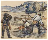 Max Pechstein, Bei der Ernte, 1924, Brush and India ink drawing