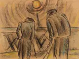 Max Pechstein, Fischer, 1919, Chalk drawing