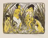 Otto Mueller, Auffindung des Moses, Um 1920, Lithograph in colors