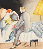 (d.i. Dörte Clara Wolff) Dodo, Nächtliche Konversation, Wohl 1920, Watercolor