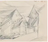 Lyonel Feininger, Niedergrundstedt, 1913, Colored crayon drawing