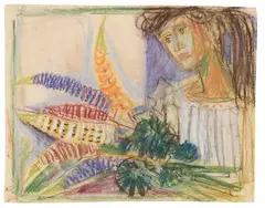 Mädchen mit Blumen by Otto Dix, 1960, Pastel, sold Jun 2016