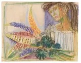 Otto Dix, Mädchen mit Blumen, 1960, Pastel