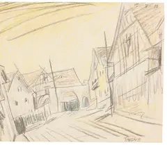Taubach by Lyonel Feininger, 1913, Colored chalk drawing, sold Jun 2016