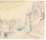 Lyonel Feininger, Taubach, 1913, Colored chalk drawing