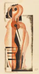 Béla Kádár, Figure in profile, 1929, Chalks