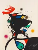 Le prince au chapeau de fer by Joan Miró, 1975, Lithograph in colors, sold Jun 2016