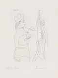 Pablo Picasso, Le peintre devant son chevalet, 1970, Etching