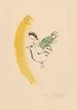 Marc Chagall, Le coq au croissant, 1957, Lithograph in colors