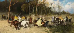 Jan Chełmiński, Parforcejagd, 1876, Oil on canvas