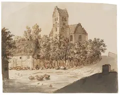 Caspar David Friedrich, Kirche von Lyngby, Um 1795/1797, Pen and ink drawing