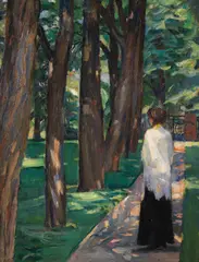 Albert Weisgerber, Dame im Park, 1910, Oil on canvas
