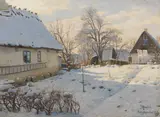 Winter in Bröndbyvester in Dänemark by Peder (Peder Mørk Mønsted) Mönsted, 1923, Oil on canvas, sold May 2016