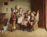 Edmund Adler, Das Blumenkränzchen, Ca. 1930-1950, Oil on canvas