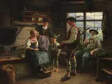 Emil Rau, Rast des Jägers auf der Alm, 1919, Oil on canvas