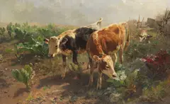 Vertreibung vom Gemüseacker by Anton Braith, 1893, Oil on canvas, sold May 2016