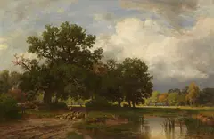 Philipp Röth, Sommerliche Landschaft mit Schafherde, Ca. 1900/10, Oil on canvas