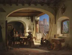 Wilhelm Gail, Picadores in einer spanischen Taverne am Fuße der Alhambra, 1842, Oil on canvas