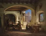 Wilhelm Gail, Picadores in einer spanischen Taverne am Fuße der Alhambra, 1842, Oil on canvas