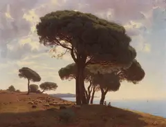 Michail Spiridonovic Erassi, Südliche Küstenlandschaft mit Schafherde (möglicherweise auf der Krim), Oil on canvas