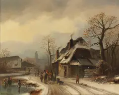 Anton Doll, Winterliche Dorfansicht, Ca. 1860-1880, Oil on panel