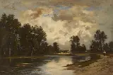 Léon Richet, Weiher am Waldrand, Ca. 1870-1890, Oil on canvas