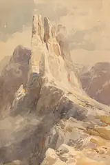 Blick auf die Vajolet-Türme in den Dolomiten by Edward Theodore Compton, Um 1905, Watercolor, sold May 2016