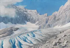 Auf dem Höllentalgletscher (mit Blick auf die Zugspitze) by Rudolf Reschreiter, Ca. 1900-1920, Gouache, sold May 2016