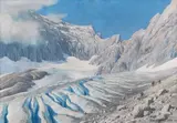 Rudolf Reschreiter, Auf dem Höllentalgletscher (mit Blick auf die Zugspitze), Ca. 1900-1920, Gouache