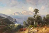 Ascan Lutteroth, Italienische Küstenlandschaft mit Blick auf Capri, Um 1870, Oil on canvas