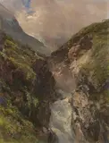 Edward Theodore Compton, Gebirgsschlucht mit tosendem Wasserfall