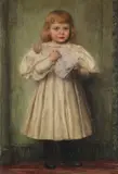 Wilhelm Räuber, Mädchen mit Puppe (Die Adoptivtochter des Künstlers), Wohl 1897, Oil on canvas