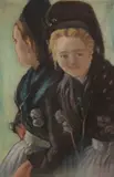 Otto Heinrich Engel, Zwei junge Frauen in Föhrer Tracht, Ca. 1901-1914, Pastel