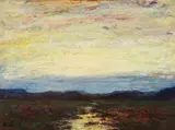 Albert Lorey Groll, Sonnenuntergang über weiter Landschaft, Vor 1918, Oil on canvas