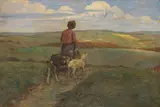 Franz Wallischeck, Mädchen mit Ziegen auf dem Heimweg, Um 1900, Oil on canvas
