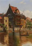 August Fischer, 2 Gemälde: Ansichten von Nürnberg, 1891, Oil on canvas