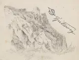 Carl Spitzweg, Felsenstudie, Ca. 1840-1860, Pencil drawing