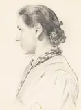 Konrad Böse, Junge Frau im Profil, Um 1900, Pencil drawing