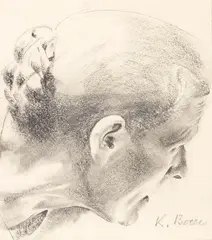 Konrad Böse, Porträt einer alten Frau im verlorenen Profil, Um 1900, Pencil drawing