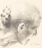 Konrad Böse, Porträt einer alten Frau im verlorenen Profil, Um 1900, Pencil drawing