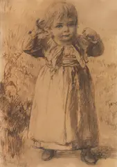 Wilhelm Räuber, 2 Bll.: Kinderporträts (Adoptivtochter des Künstlers), 1896, Charcoal drawing